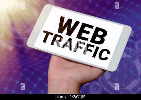 Légende conceptuelle trafic Web. Mot pour la quantité d'utilisateurs Web et de tentative de visite mesurée d'un site Web Banque D'Images