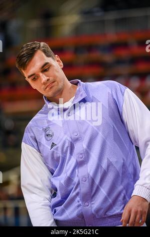 6 octobre 2022, Athènes, Lombardie, Grèce: 11 MARIO HEZONJA du Real Madrid en action pendant le match de basket-ball Euroligue des compagnies aériennes turques entre Panathinaikos Athènes BC et Real Madrid à l'arène OAKA ALTION sur 6 octobre 2022 à Athènes, Grèce. (Image de crédit : © Stefanos Kyriazis/ZUMA Press Wire) Banque D'Images