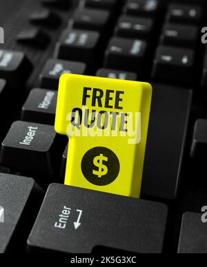 Texte montrant inspiration Free Quote. Mot pour Une brève phrase qui est usualy a le message impuissant à transmettre Banque D'Images