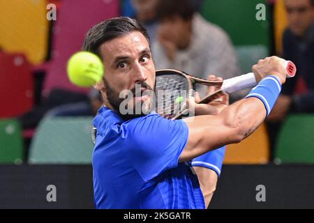 Florence, Italie. 08th octobre 2022. Damir Dzumhur de Bosnie-Herzégovine réagit pendant l'UniCredit Firenze Open - qualifications - Gianmarco Ferrari vs Damir Dzumhur, tennis internationales à Florence, Italie, 08 octobre 2022 crédit: Agence de photo indépendante/Alamy Live News Banque D'Images