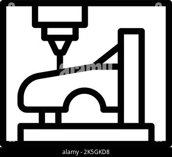 Vecteur de contour d'icône d'impression de voiture de garage. Imprimer le véhicule. moteur 3d Illustration de Vecteur