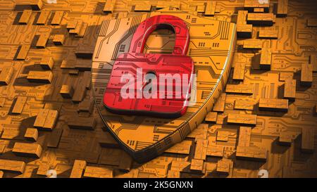 Cybersécurité en ligne, illustration conceptuelle. Banque D'Images