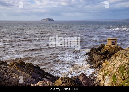 Le poste de feu de recherche WW II sur Howe Rock à Brean Down fort dans le chenal Bristol, dans le nord du Somerset, en Angleterre Banque D'Images