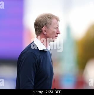 8th octobre 2022 ; Royal Dublin Society Arena, Dublin, Irlande ; United Rugby Championships, Leinster versus Cell C Sharks ; Leo Cullen Leinster entraîneur-chef Banque D'Images