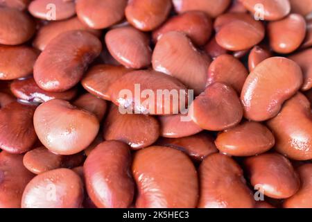 Haricots rouges plats. Aliments riches en protéines. Une alimentation saine. Vue en gros plan. Banque D'Images