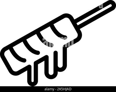Vecteur de contour de l'icône de manche à fondue. Plat de cuisson. Pain de nourriture Illustration de Vecteur