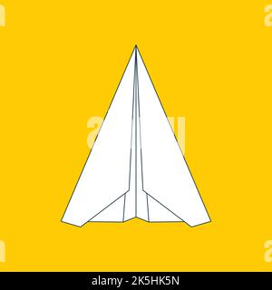 Icône linéaire plane du plan papier isolée sur fond jaune. Symbole de contour d'un avion de papercraft origami. Illustration de la ligne vectorielle eps8. Illustration de Vecteur