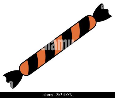 Bonbons. Enrobé de caramel. Silhouette. Illustration vectorielle. Arrière-plan blanc isolé. Douceur délicieuse de couleur noire et orange. Halloween. Illustration de Vecteur
