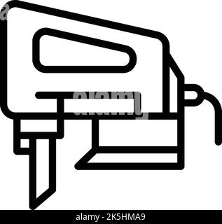 Vecteur de contour d'icône de scie électrique. Outil de travail. Conception de la perceuse Illustration de Vecteur