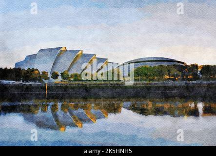 L'auditorium Armadillo et l'Hydro Arena de Glasgow Banque D'Images
