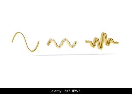 Icône d'oscilloscope golden 3D isolée sur fond blanc - rendu 3D Banque D'Images