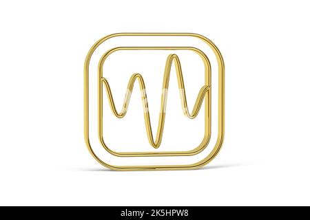 Icône d'oscilloscope golden 3D isolée sur fond blanc - rendu 3D Banque D'Images