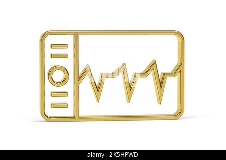 Icône d'oscilloscope golden 3D isolée sur fond blanc - rendu 3D Banque D'Images