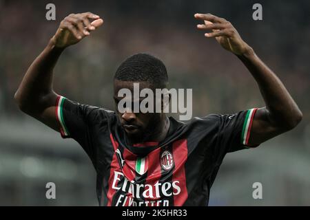 Milan, Italie. 08th octobre 2022. Fikayo Tomori de l'AC Milan réagit pendant la série Un match de football entre l'AC Milan et le Juventus FC au stade San Siro de Milan (Italie), 8 octobre 2022. Photo Federico Tardito/Insidefoto crédit: Insidefoto di andrea staccioli/Alamy Live News Banque D'Images