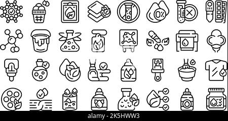 Les icônes de colorants naturels définissent le vecteur de contour. Lier des idées. Batik en spirale Illustration de Vecteur