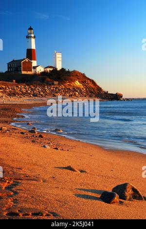 Le phare de Montauk point se trouve à l'extrémité est de long Island et a été commandé par George Washington Banque D'Images