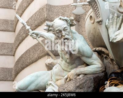 Power at Sea, Die Macht zur See, fontaine de Rudolf Weyr, palais Hofburg, Michaelerplatz, Vienne, Autriche Banque D'Images