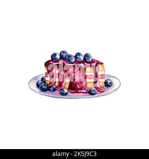 Gâteau aux myrtilles. Dessert aux myrtilles. Illustrations aquarelles. Isolé. Pour les étiquettes, l'emballage, les bannières. Pour les textiles, les tirages et Banque D'Images