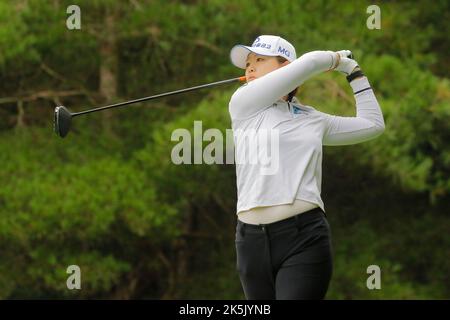 25 août 2022-Chuncheon, Corée du Sud-Kwak Bomi action dans la salle 2th lors d'une Hanhwa Classic 2022 Round 1 au Jade Palace Golf Club de Chun Cheon, Corée du Sud. Banque D'Images