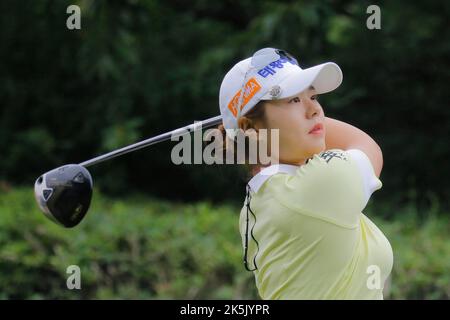 25 août 2022-Chuncheon, Corée du Sud-Yoo Geena action dans la salle 1th lors d'une Hanhwa Classic 2022 Round 1 au Jade Palace Golf Club de Chun Cheon, Corée du Sud. Banque D'Images