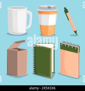 six produits écologiques Illustration de Vecteur