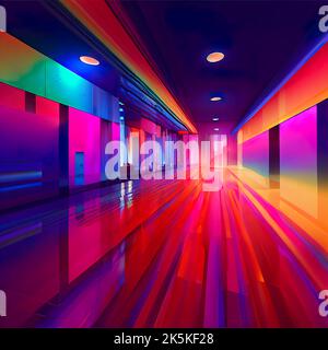 Un rendu 3D de dessin numérique coloré d'un intérieur Banque D'Images