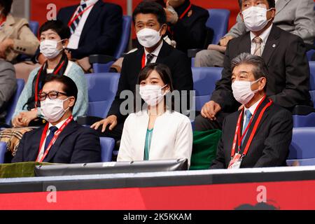 Tokyo, Japon. 9th octobre 2022. La princesse Kako d'Akishino (C) participe au match de finale des singles pour les Championnats de tennis ouverts Rakuten Japan 2022 à l'Ariake Coliseum. Le tournoi a lieu de 1 octobre à 9. (Credit image: © Rodrigo Reyes Marin/ZUMA Press Wire) Credit: ZUMA Press, Inc./Alamy Live News Banque D'Images