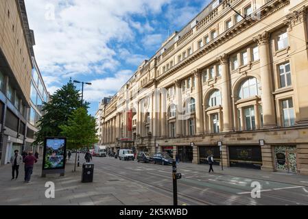 Le bâtiment du Royal Exchange Theatre sur Cross Street, centre-ville de Manchester, Angleterre. Banque D'Images