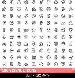 ensemble de 100 icônes scientifiques. Illustration de 100 icônes scientifiques ensemble de vecteurs isolé sur fond blanc Illustration de Vecteur