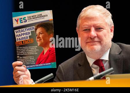 Aberdeen, Écosse, Royaume-Uni. 9th octobre 2022. Deuxième jour de la conférence SNP à Aberdeen. Les gens; Angus Robertson MSP Secrétaire du Cabinet pour la Constitution, les Affaires extérieures et la Culture. Iain Masterton/Alay Live News Banque D'Images