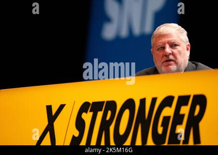 Aberdeen, Écosse, Royaume-Uni. 9th octobre 2022. Deuxième jour de la conférence SNP à Aberdeen. Les gens; Angus Robertson MSP Secrétaire du Cabinet pour la Constitution, les Affaires extérieures et la Culture. Iain Masterton/Alay Live News Banque D'Images