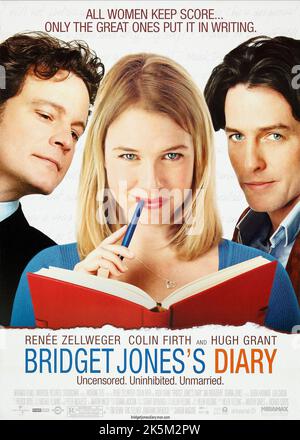 Bridget Jones's Diary 2001 Bridget Jones's Diary Movie Poster Colin Firth, Renee Zellweger & Hugh Grant Banque D'Images