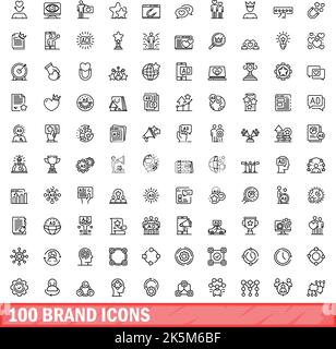 ensemble de 100 icônes de marque.Illustration de 100 symboles de marque ensemble de vecteurs isolé sur fond blanc Illustration de Vecteur