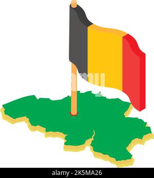 Symbole de Belgique vecteur isométrique. Drapeau national belge sur l'icône de carte de pays. Symbole de l'État, territoire du pays Illustration de Vecteur