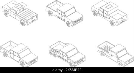 Icônes de ramasseur définies. L'ensemble isométrique d'icônes de vecteur de prise de vue décrit une lne mince isolée sur le blanc Illustration de Vecteur