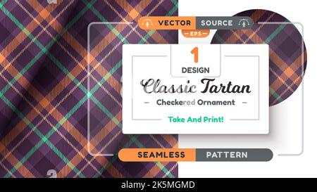 Motif Halloween Tartan sans couture, texture joyeux noël, tissu écossais à carreaux Illustration de Vecteur
