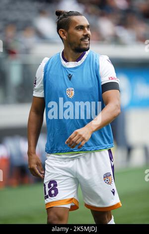 SYDNEY, AUSTRALIE - OCTOBRE 9 : David Williams de Perth Glory regarde les supporters avant le match entre le Western Sydney Wanderers FC et Perth Glory au stade CommBank sur 9 octobre 2022 à Sydney, Australie Credit: IOIO IMAGES/Alay Live News Banque D'Images