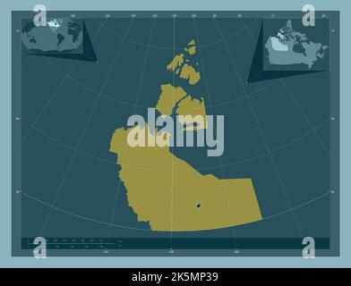 Territoires du Nord-Ouest, territoire du Canada. Forme de couleur unie. Cartes d'emplacement auxiliaire d'angle Banque D'Images