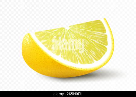 Tranche de citron juteuse isolée sur fond blanc. Illustration réaliste Vector 3D un élément pour votre conception d'emballage. Illustration de Vecteur