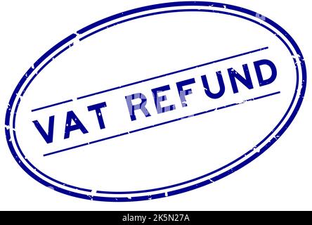 Grunge bleu mot remboursement tva timbre ovale en caoutchouc sur fond blanc Illustration de Vecteur