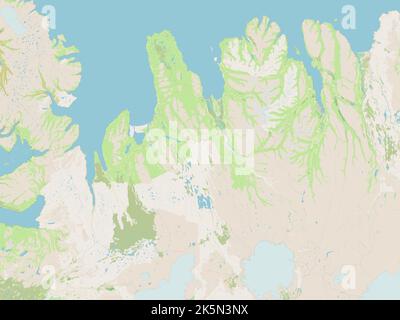 Norurland vestra, région de l'Islande. Ouvrez la carte des rues Banque D'Images