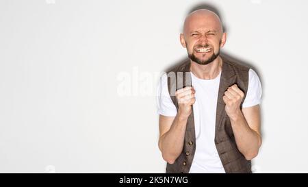 homme désespéré fou folie écrasante émotion Banque D'Images