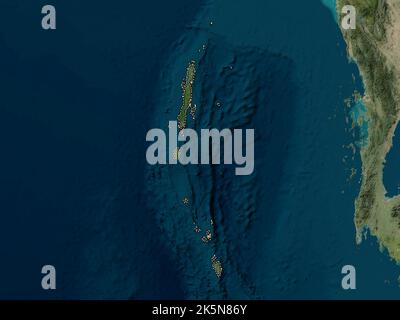 Andaman et Nicobar, territoire syndical de l'Inde. Carte satellite basse résolution Banque D'Images