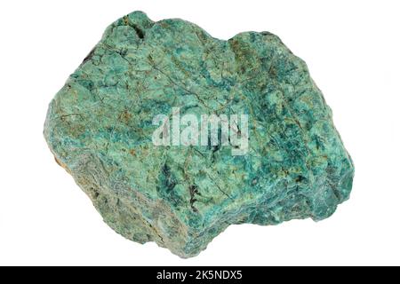 Chrysocolla du Pérou isolé sur fond blanc Banque D'Images