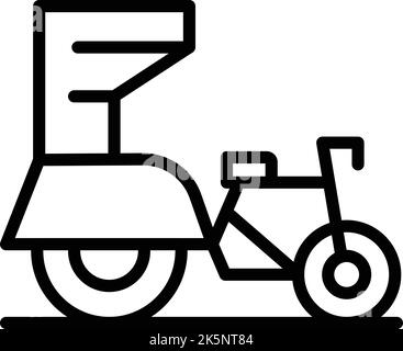 Vecteur de contour de l'icône trishaw du Myanmar. Vieux vélo. Voiture asiatique Illustration de Vecteur