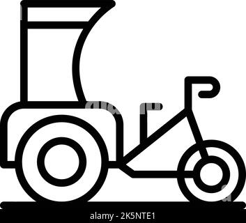 Vecteur de contour de l'icône tuktuk. Vélo trishaw. Tricycle indien Illustration de Vecteur