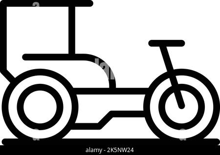 Vecteur de contour de l'icône tricycle. Vieux vélo. Tuk de pousse-pousse Illustration de Vecteur