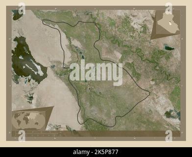 Babil, province d'Irak. Carte satellite haute résolution. Cartes d'emplacement auxiliaire d'angle Banque D'Images