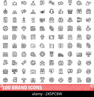 ensemble de 100 icônes de marque.Illustration de 100 symboles de marque ensemble de vecteurs isolé sur fond blanc Illustration de Vecteur