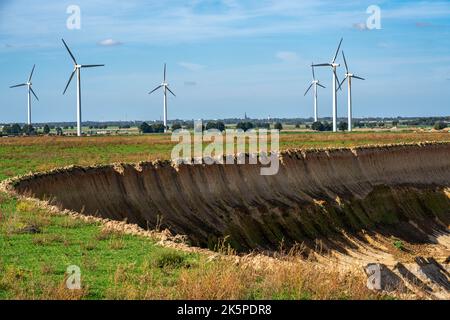 Le bord de la mine d'opencast Garzweiler II, au village de Lützerath, qui est le dernier village à être dragué, appartient à Erkelenz dans le district Banque D'Images